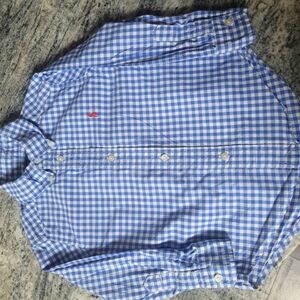 Ralph Lauren Boys Button Down Shirt Size 3T Blue Gingham Check Long Sleeve